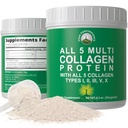 Peak Performance Alle 5 Multi-Collageen Protein Powder Peptides Multi-Collageen Bevat Alle Types I, II, III,V, X. Keto, Paleo Vriendelijk met Gehydrolyseerde Runder, Marine, Kip, Bone Broth Collagens