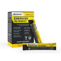 BODi Energize Pre Workout Powder - Beta-Alanine, Quercetine & Low-Dose Cafeïne Formule voor Enhanced Energy & Focus, Verhoog Energie & Endurance Supplement, Lemon Flavored, 20 Sticks