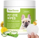 Oogdoekjes voor honden & katten, Hypoallergeen Hondenoogdoekjes Cleaner, Natuurlijke Reiniging Grooming Huisdierdoekjes Voorzichtig verwijderen Tear Stain, Eye Debris, Discharge, Slijm, Niet-irriterend, Onbeurend, 100 stuks