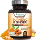 Kurkuma Curcumin Supplement 1950mg - 95% Curcuminoïden met Biologische Kurkuma & Gember, BioPerine Black Pepper voor Beste Absorptie, Nature's Vegan Joint Support, Non-GMO, Gebotteld in de VS - 240 Capsules