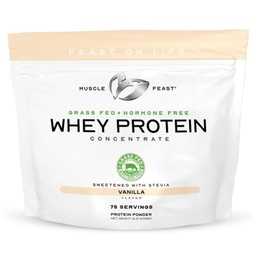 Muscle Feast Grass-Fed Wei Proteïne Concentraat Powder, Alle Natuurlijke, Hormone Gratis Pasture Verhoogd Wei Proteïne Poeder voor Vrouwen & Mannen, Schoon, Niet-GMO & Gluten Gratis Wei Concentraat - Vanille, 5lb