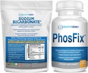 Biologische natriumbicarbonaat alkaline supplement bundel: 1LB poeder voor alkaliniteit, nieren & zuur ondersteuning + PhosFix 120 pillen fosforbinder voor gezonde fosforniveaus & niergezondheid niernier Suppor