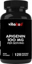 Apigenin 100mg per portie - 120 plantaardige capsules - ruwe plantaardige extract van kamillebloem - niet-gewoontevormende actieve bioflavonoïden en antioxidanten