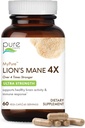 PURE ESSENCE LABS MyPure Lion's Mane 4X - Ultra Strength Brain Support Supplement met 6:1 Warm water Extract & 10:1 Extract voor cognitieve gezondheid, focus, geheugen en geestelijke helderheid, 60 capsules