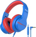 iClever Kids Headphones voor School Travel, Safe Volume Limited, HD Mic Stereo Sound Over-Ear Girls Jongens Headphones voor Kid, FunShare Opvouwbaar 3.5mm Bedraad voor iPad Computer, HS19
